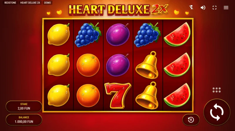 Heart Deluxe 2x - herná obrazovka s valcami 5×3