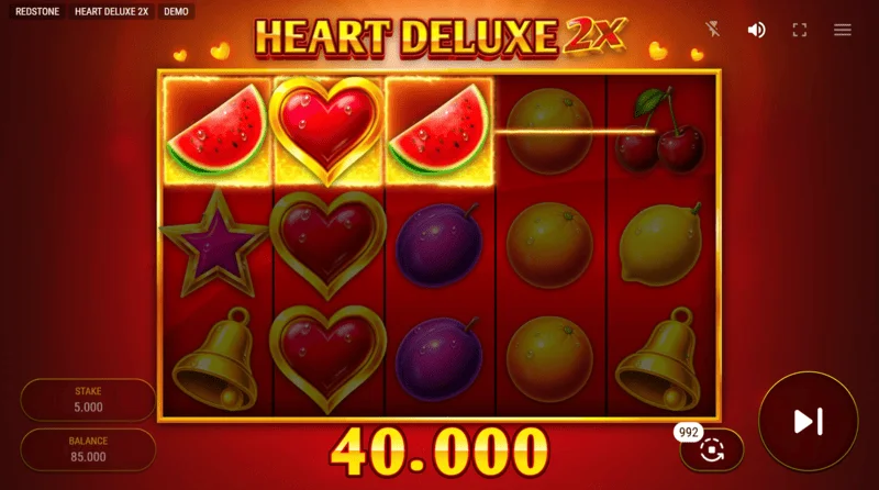 Heart Deluxe 2x - výherná kombinácia s wild symbolom na valci